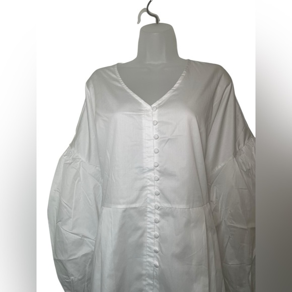 Harshman Billie White Button Front Blouse 3X NWT Cotton Oversized Top - Picture 6 of 7